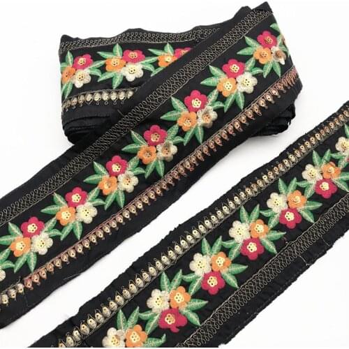 1 Yard Ethnic Embroideried Ribbon Vintage Trim Boho Lace DIY Clothes Bag Accessories Fabric