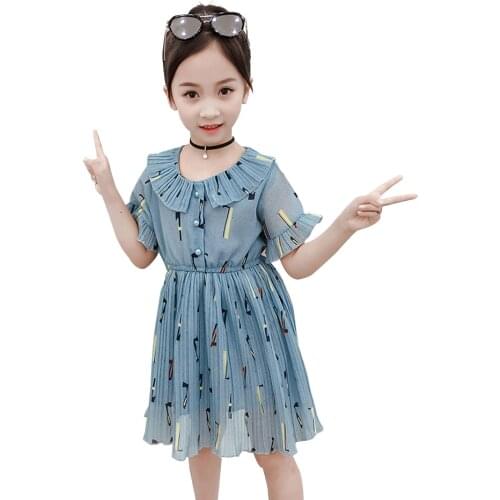Summer Dress For Girls Printed Dresses For Girl Soft Cotton Dress Kids Teenage Summer Costume For Girls 6 8 10 12 14