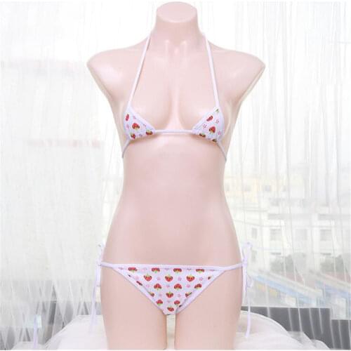 Micro bikini 2020 Sexy Sling Lace printing Strawberry Small triangle girl Beach swimwear women swimsuit biquini bikinis monokini