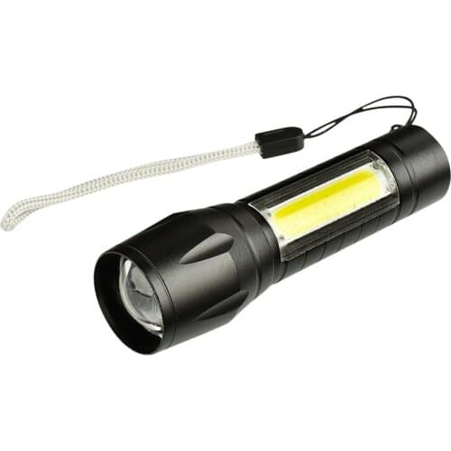Mini Flashlight Rechargeable IPX4 Waterproof 3 Gears Adjustable Lamp for Camping Outdoor Telescopic Zoom Emergency Torch