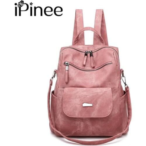 IPinee Fashion Womens Leather Backpacks Female school backpack women Shoulder bags for teenage girls Travel Bags