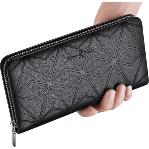 Trendy mens Leather Wallet long high grade handbag brand card holder multi function Coin Purse