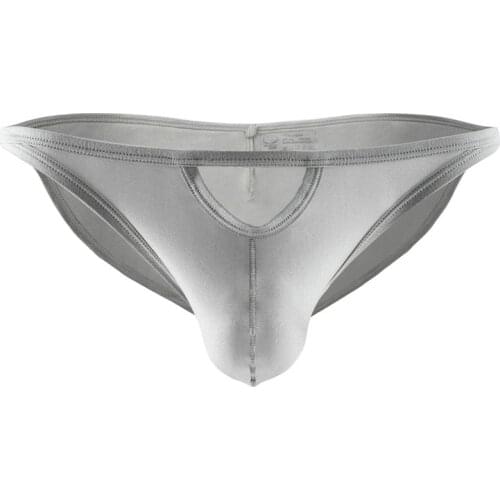 Sexy Gay Underwear Men Briefs Short Hollow Out Silky Underpants Breathable U Convex Pouch Low Waist Panties Cueca Calzoncillos