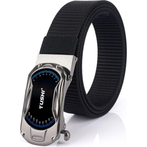 Novel Instrument Panel Pattern Metal Automatic Buckle Men Belt Durable Thick Nylon Designer Belt For Jeans Breathable Waistband