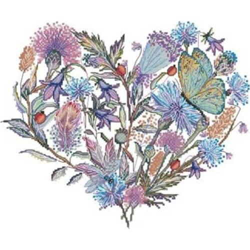 Flower Heart patterns counted 11CT 14CT DIY Cross Stitch Sets wholesale Cross-stitch Kits Embroidery Needlework