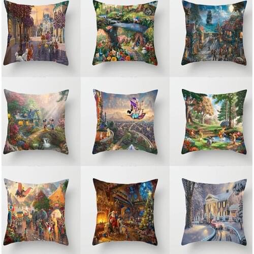 Mickey Mouse Pillow Covers Anime Home Decoration Beauty and The Beast Dumbo Marvel Throw Pillows Birthday Gift 45*45cm