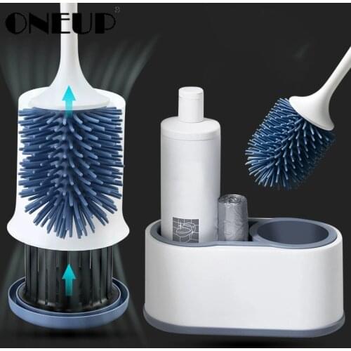 ONEUP TPR Toilet Brush Holder Wall-Mounted Long Handle Cleaning Brush For Toilet Household Floor Cleaning Bathroom Accessories