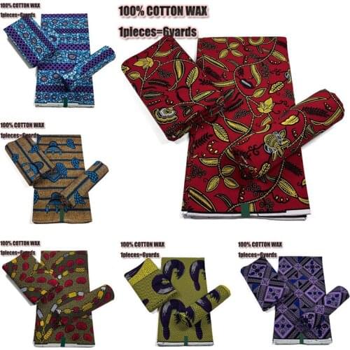 Wholesale price! High Quality Ankara Wax For Dress 100% Cotton Printed Guaranteed Veritable African Real Wax Fabric 6 yards SX-5