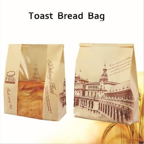 Baking Packaging bread toast window bags kraft paper bags to bags 450g toast bread cake Packaged for sale 100PCS