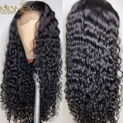 32 inch Water Wave Wig For Women 4x4 Lace Closure Wig Curly Human Hair Wigs PrePlucked Bleached Knots Wigs Misney Closure Wig