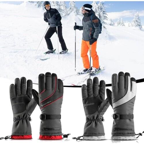Winter Outdoor Hiking Ski Gloves Four Layers Waterproof Pocket Touch Screen Slip Fleece-lined Warm Skiing Gloves Anti-slip