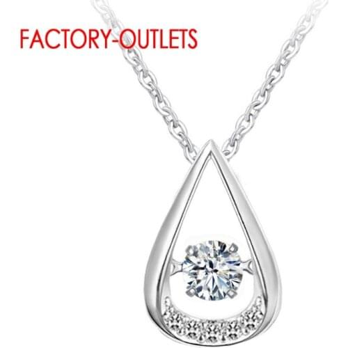 Genuine 925 Sterling Silver Chain Necklace For Women With Water Drop Pendant Shinning Crystal Necklace Fine Jewelry New Collar