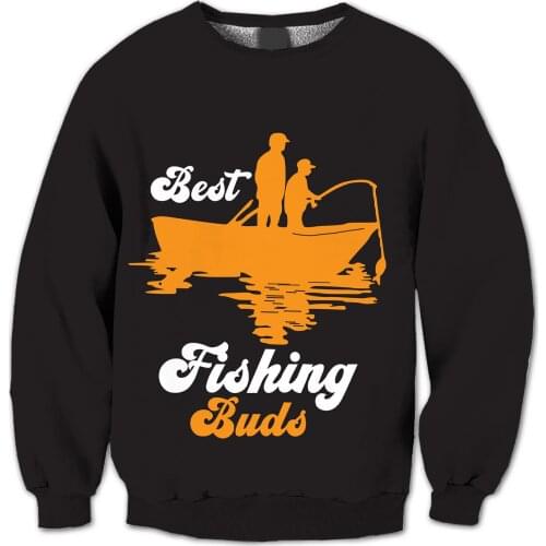 REAL American US SIZE Best Fishing Buds Sublimation Print Plus Size Crew Neck Sweatshirt