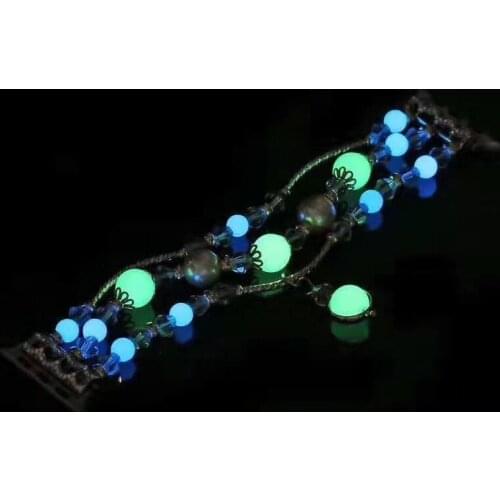 Womens Agate noctilucent Bracelet for Apple Watch SE Band 44mm 40mm Series 6/5/4/3/2/1 for iwatch bands 42mm 38mm strap