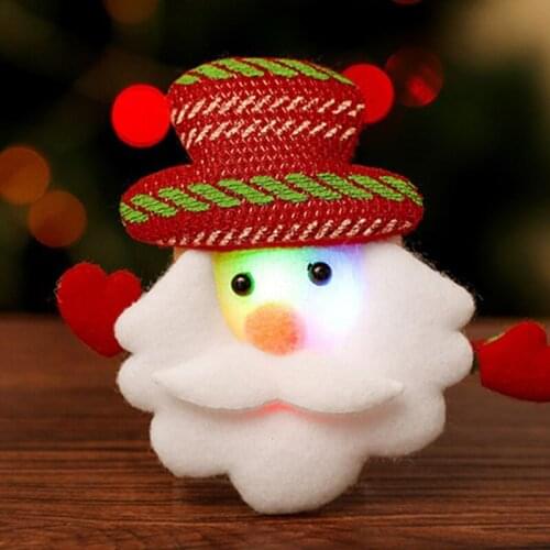 Christmas Glowing Brooch Cartoon Glow Brooch Santa Snowman Cartoon Badge Adult Childrens Decor Clothes Accessories Glow In Dark