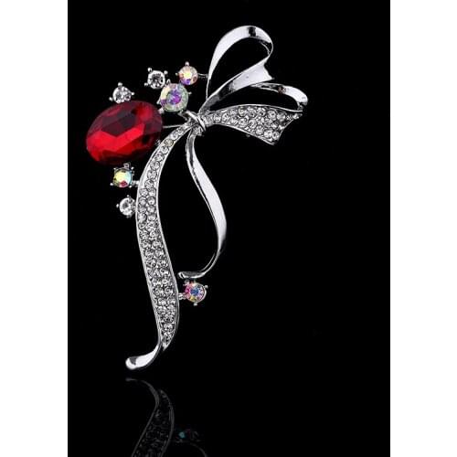 Big Crystal Brooch Silver Plated Zinc Alloy Scarf Pin Jewelry Beautiful Party Pin Brooches for Women