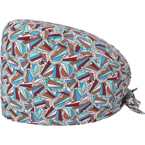 Pet Shop Scrub Cap With Buttons Bouffant Hat With Sweatband For Womens Long Hair Gorro Quirofano Mujer Nurse Printed Hat#P30