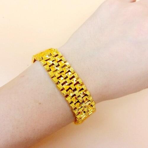 Wide Bracelet Yellow Gold Filled Mens Bracelet Chain Fashion Gift