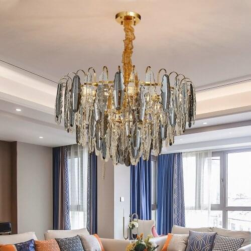Nordic Crystal Chandeliers Ceiling Rectangle Hanging LED Chandelier For Living room Bedroom Kitchen Nordic Dining room Light