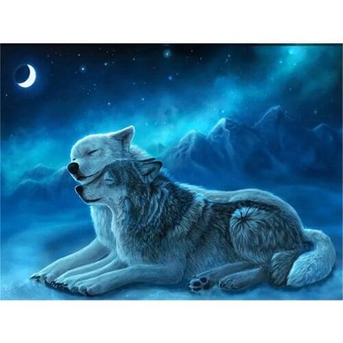 Snow Wolf Printed Water-Soluble Canvas 11CT Cross-Stitch Kit DIY Embroidery DMC Threads Knitting Handiwork Jewelry