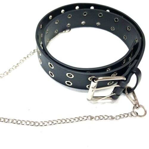 Concave Leather Belt Dark Series Charming Iron Chain Waistband Hard Sister Retro Versitile Matching Shirt Dress