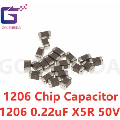 100pcs 220NF X5R 10% 50V 1206 0.22UF 224 smd capacitor
