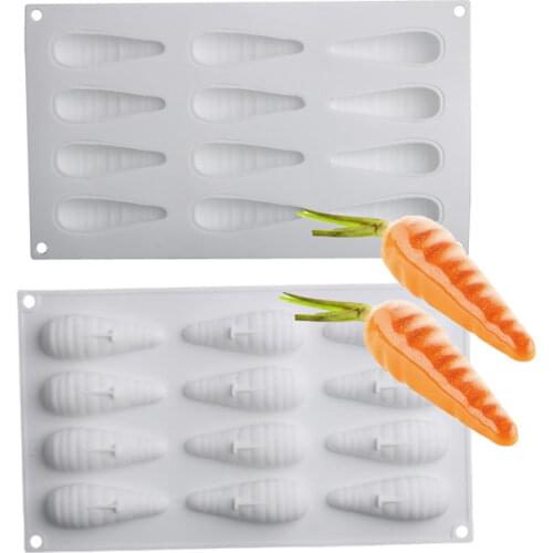 12 Cavity Carrot Mousse Moulds Non-Stick Silicone Cake Molds Dessert Decorating Tools Party Pastry Baking Bakeware