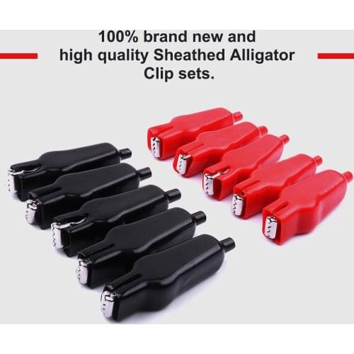 Hot 20PCS Black Red MAX 20A Testing Probe Alligator Clips Double Ended insulated PVC Crocodile Clips for Electrical Jumper Wire