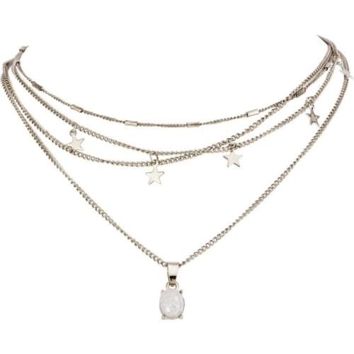 2021 New Bohemian Fashion Star Pendant Multilayer Necklaces for Women Sweater Chain Jewelry Girl Gift