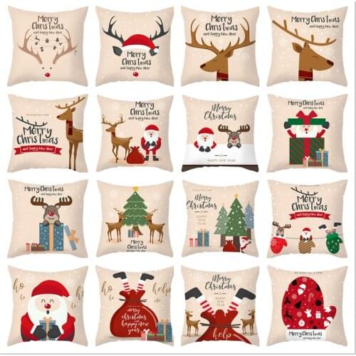 2021 Navidad Cushion Cover Merry christmas decorations for home Ornaments Cristmas Pillowcase Sofa cover Xmas Gift New Year 2022