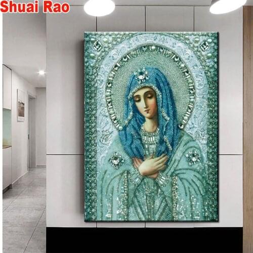 5D diy diamond painting Our Lady Painting Full Diamond mosaic cross stitch art portrait 3D religion Maria Angela pictures