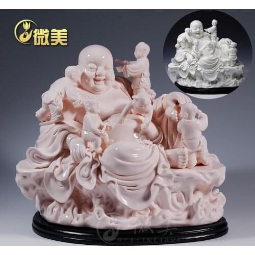 Dehua white porcelain 15 inch five Maitreya Buddha smiling Buddha Buddha belly fashion Wish your kids a promising future. auspic