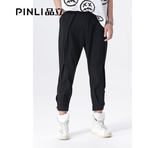 Free Shipping Unique Pinli 2021 Summer new mens thin straight-legged pants ice silk cropped pants all-match trend B212617364