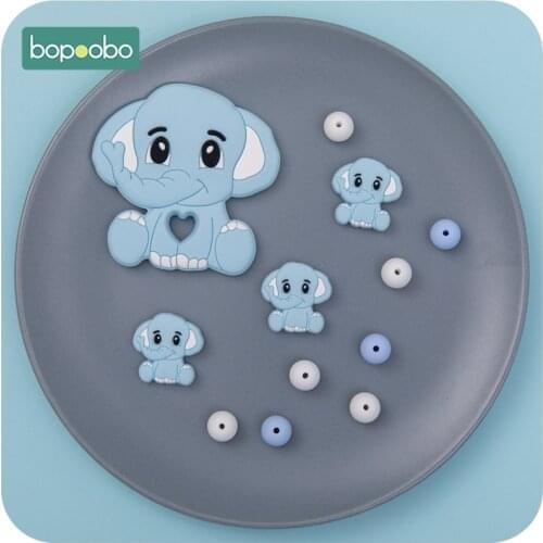 Bopoobo 50pcs Silicone Beads BPA Free Silicone Teether DIY Crafts Silicone Teether Elephant Molar Toys Baby Care Teether