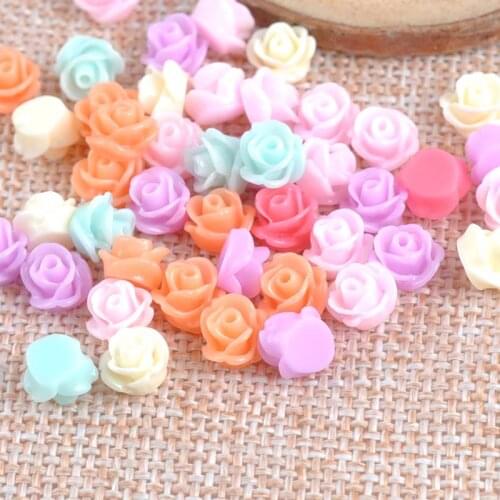 100PCS candy color flower Resin beads Scrapbook Craft 5mm DIY buttons phone decor Headwear accessories No Hole CP1479