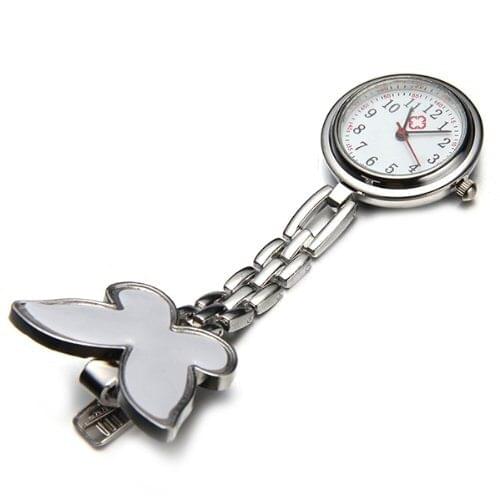 Nurses Clock Heart rate monitor pocket watch quartz butterfly motive white