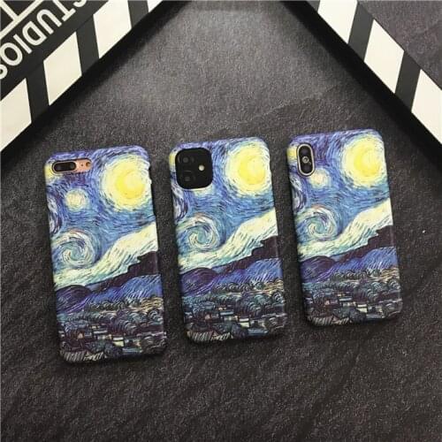 Artist Works Starry Night Rough Seas Oil Painting Case for iPhone XS Max Case iPhone 12 Pro Phone Case XR 7 8 Plus 11 Max 12mini