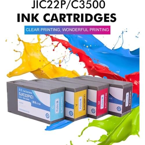 STINGBULL Black Ink Cartridge Compatible C3500 SJIC22P Ink Cartridges With Chip For Epson Colorwork TM-C3500 Label Printers