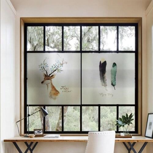 Custom Size Decorative Glass Window Film Without Glue Privacy Static Cling Window Stickers Decals Cartoon deer Bedroom YYKT2040