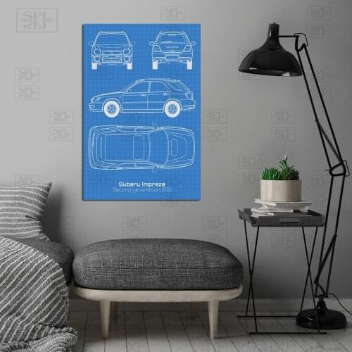 Home Decor Canvas Blue Subarus Impreza Race Car Paintings Pictures Wall Art Printed Modular Poster No Frame Artwork Living Room