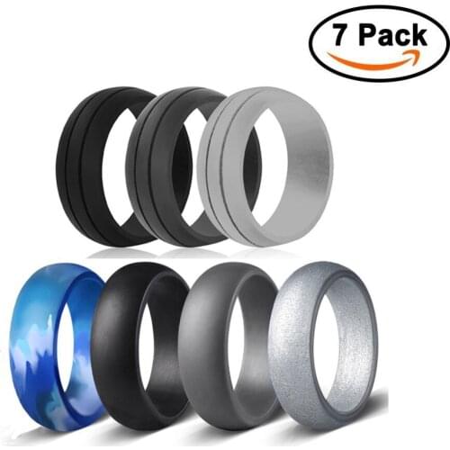 1set 6-12 Size Hypoallergenic Crossfit Flexible Rubber Rings Silicone Finger Ring For Men Women Wedding Jewelry Gift #279340