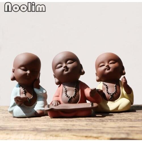 Yixing Purple Clay Little Monk Tea Pet Tea Play Handmade Ceramic Buddha Statue Crafts Home Furnishings Garden Decoration Gift