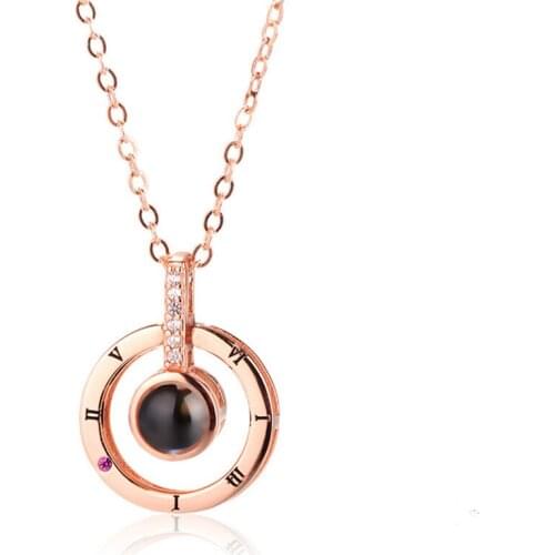 Round Heart Shaped Pendant I LOVE YOU In 100 Languages Projection Necklace For Memory Of LOVE Choker Collier Gifts Drop Shipping