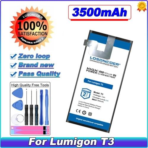 LOSONCOER 3500mAh T3 Mobile Phone Battery For Lumigon T3