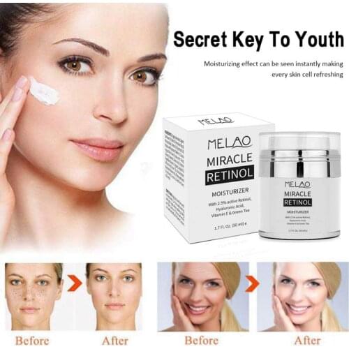 MELAO 2.5% Retinol Moisturizer Cream Hyaluronic Acid Anti Aging Reduces Wrinkles Fine Lines Day And Night Retinol Cream 50ml