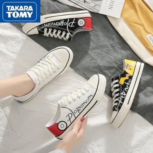 TAKARA TOMY Pokemon Trendy Shoes Korean Wild Canvas Shoes Male Students Casual Couple Cloth Shoes Sports Shoes