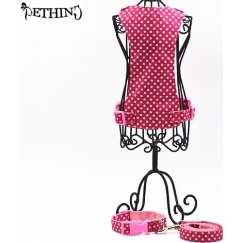 Fashion dot parttern puppy dog collar+leash+harness dog puppy collar dog leash harness adjustable S L Nylon pet lead harness