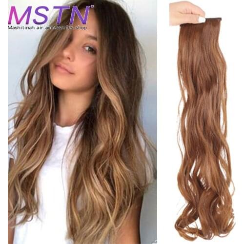 MSTN Wig Female Long Hair Wig Synthetic 2 Clip Long Curly Women Clip in Hair Extensions Black Brown High Tempreture Natural Wavy