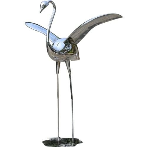 Outdoor garden stainless steel Flamingo mirror large floor sculpture ornaments sales office pool crafts