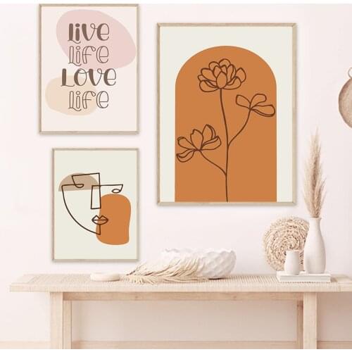 Beige Canvas Flower Plant Abstract Wall Art Canvas Painting Nordic Posters And Prints Wall Pictures For Living Room Boho Decor